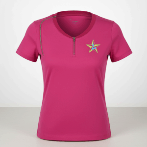 Pink Short-Sleeve Care Top with Chest Opening Zippers