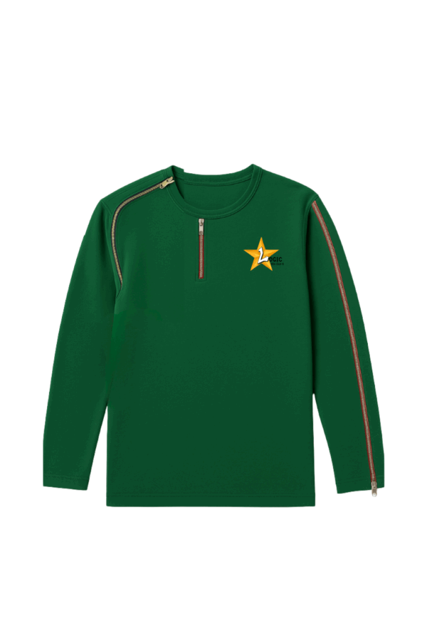 Green Long-Sleeve Care Top with Zipper Access