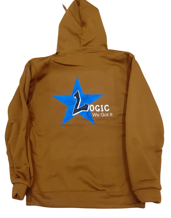 Brown Logic Hoodie with Arm Opening Zipper (Back Logo Edition) - Image 2